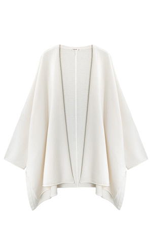 белый Трикотажный кардиган из шерсти и кашемира. Модель свободного кроя, с длинными широкими рукавами и спущенной линией плеч. Без застежки.