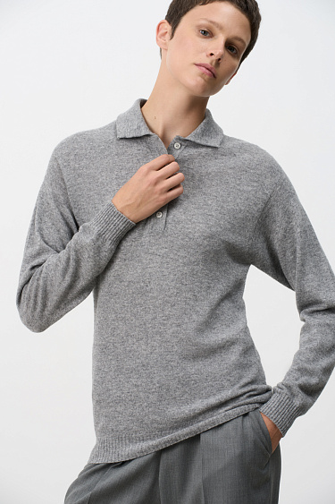 Джемпер из кашемира и шерсти с воротником поло
