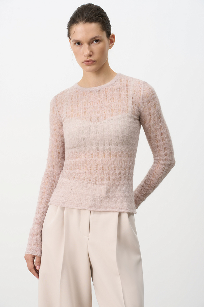 Ажурная водолазка из супер кид мохера и беби альпака