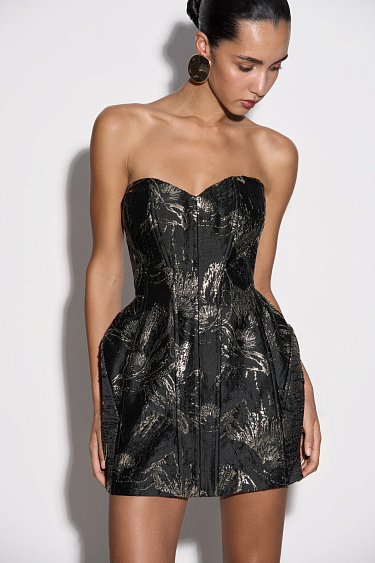 Корсетное платье мини из жаккарда