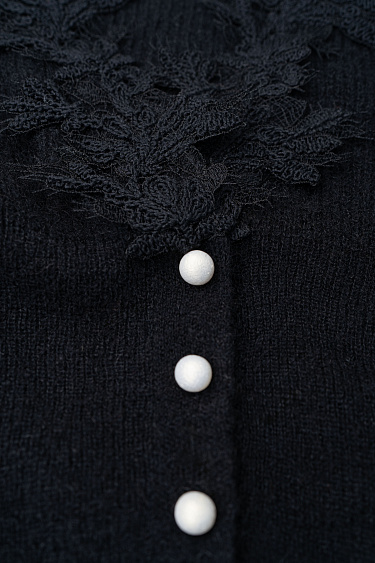 Кардиган из шерсти мериноса с кружевом