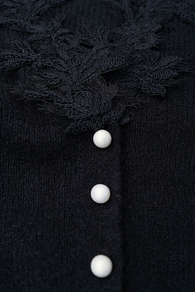 Кардиган из шерсти мериноса с кружевом