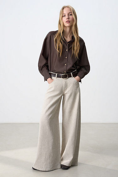 Широкие брюки из 100% льна