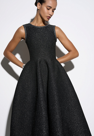 Трикотажное платье миди с люрексом