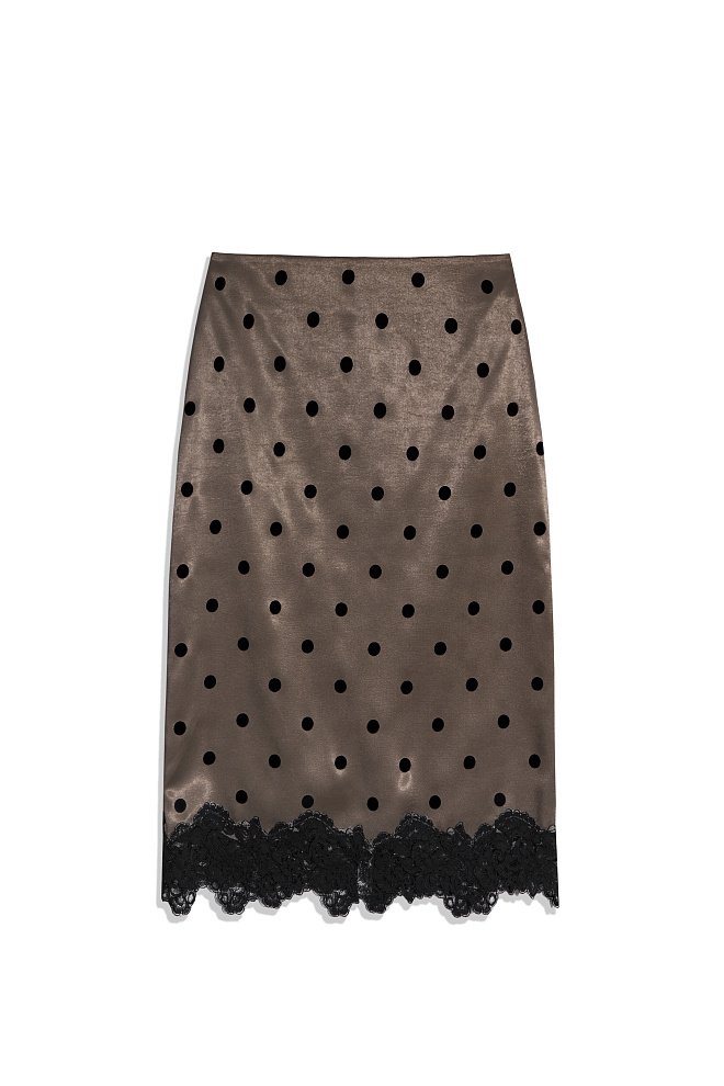 Атласная юбка в горох 