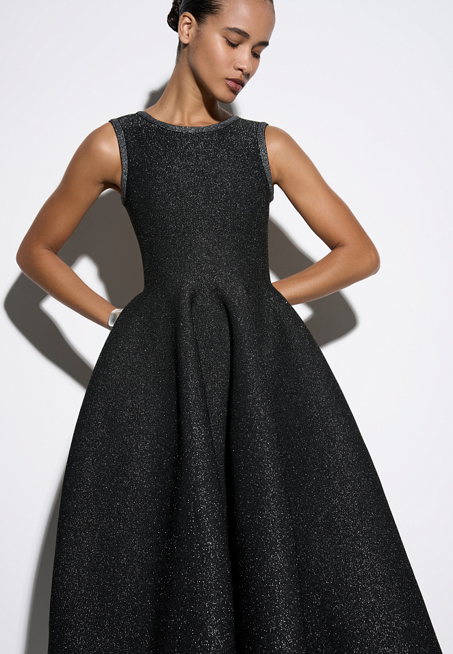 Трикотажное платье миди с люрексом