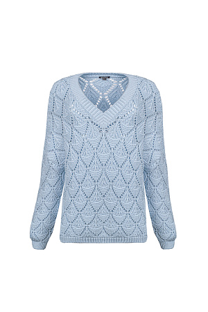 голубой Фактурный хлопковый джемпер с узором "Ромбы".