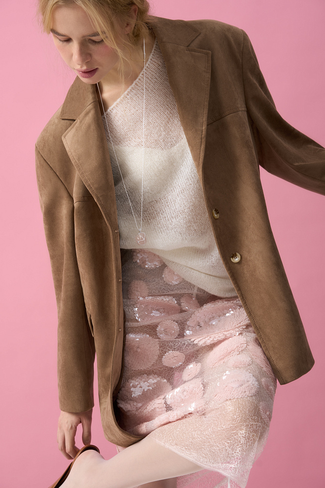 Жакет с отделкой под замшу