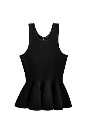 черный Трикотажный корсет из матовой вискозы. Модель на широких бретельках с баской. Застежка на молнию сзади. Изделие без подкладки.