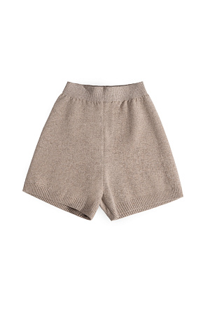 бежевый Трикотажные шорты мини из шерсти и кашемира. Модель по фигуре с эластичным поясом в рубчик.