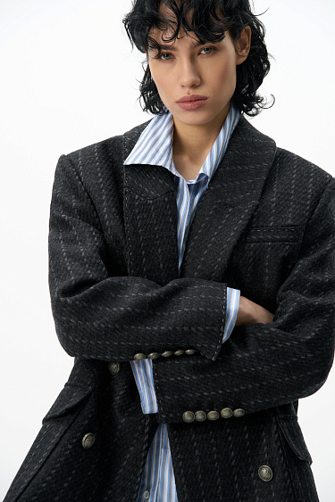 Пальто-жакет в полоску