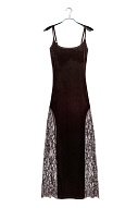 Бархатное платье макси с кружевом, 36/42