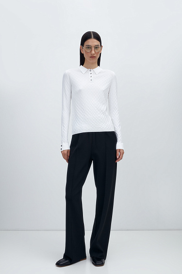 Лонгслив с воротником поло