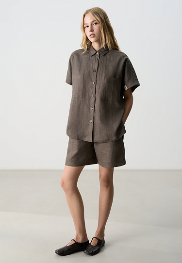 Рубашка из 100% льна без рукавов