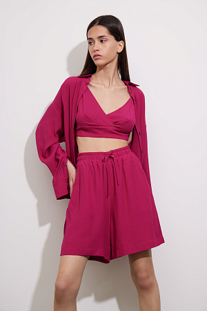 фуксия Кроп топ из 100% вискозы на тонких бретелях