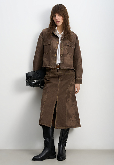 Джинсовая рубашка с принтом лошадей