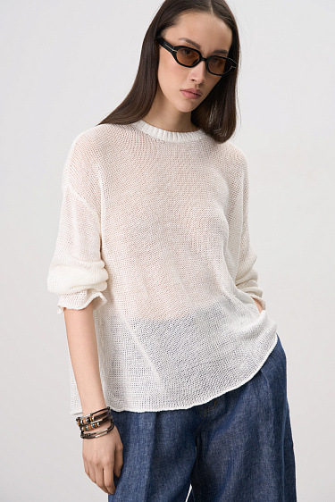 Полупрозрачный джемпер из 100% льна