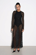 Кружевное платье макси с пайетками, M