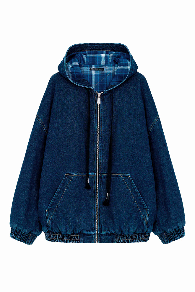 Джинсовая куртка с капюшоном на кулиске