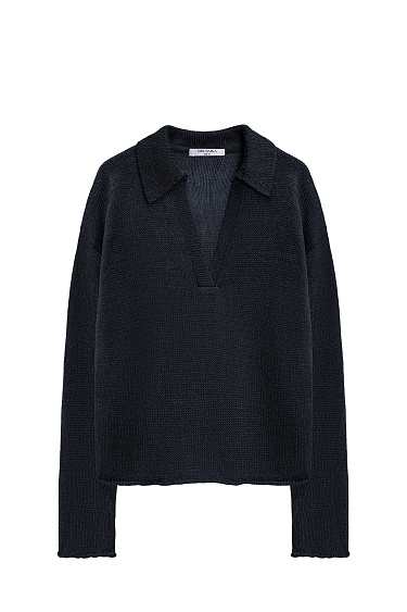 Джемпер из 100% льна с воротником поло