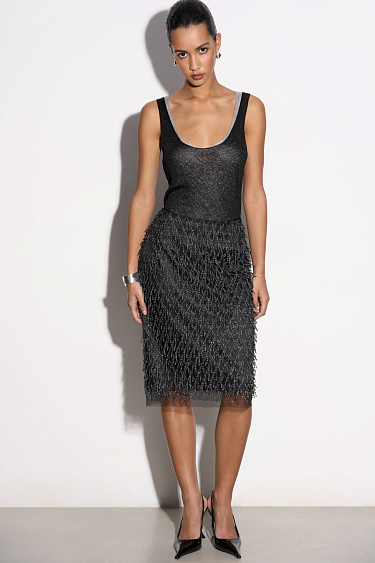 Юбка миди с бахромой