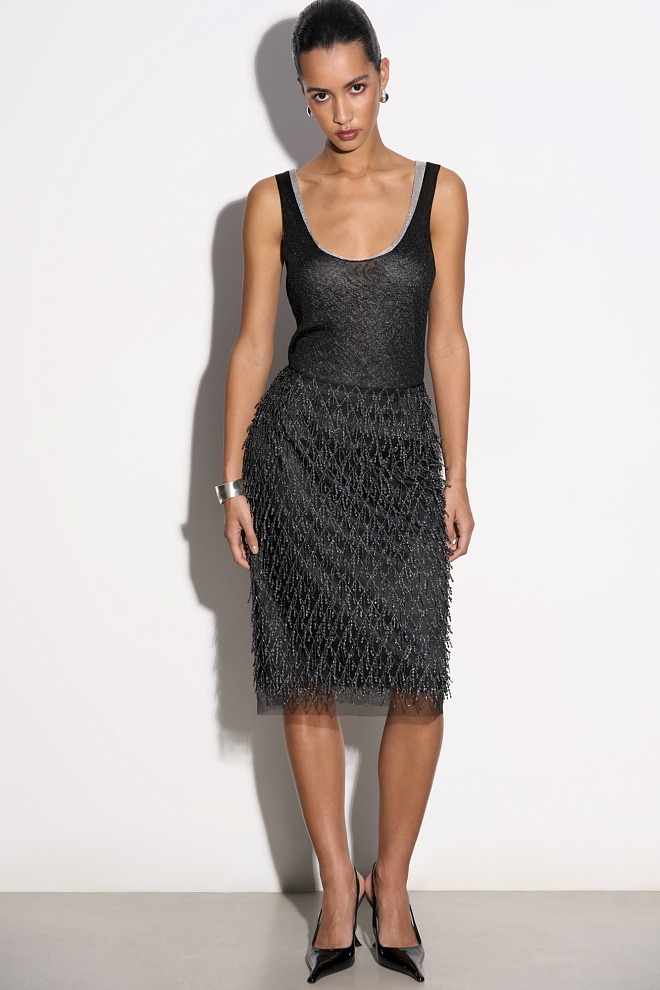 Юбка миди с бахромой