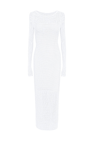 белый Трикотажное платье из вискозы с длинным рукавом. Модель приталенного силуэта длины макси, выполнена полностью ажурным переплетением с имитацией "сетки". В комплекте нижнее платье-комбинация.