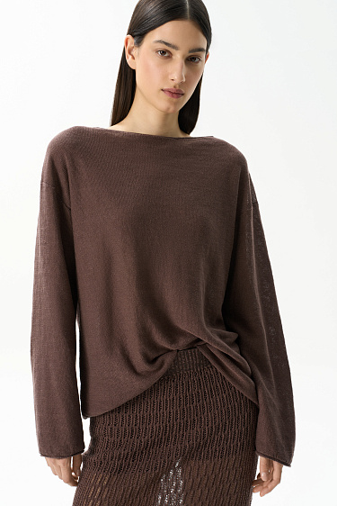 Джемпер из 100% льна с горловиной лодочкой