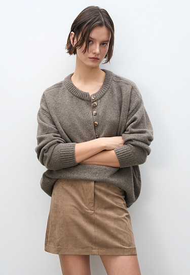 Юбка мини с отделкой под замшу