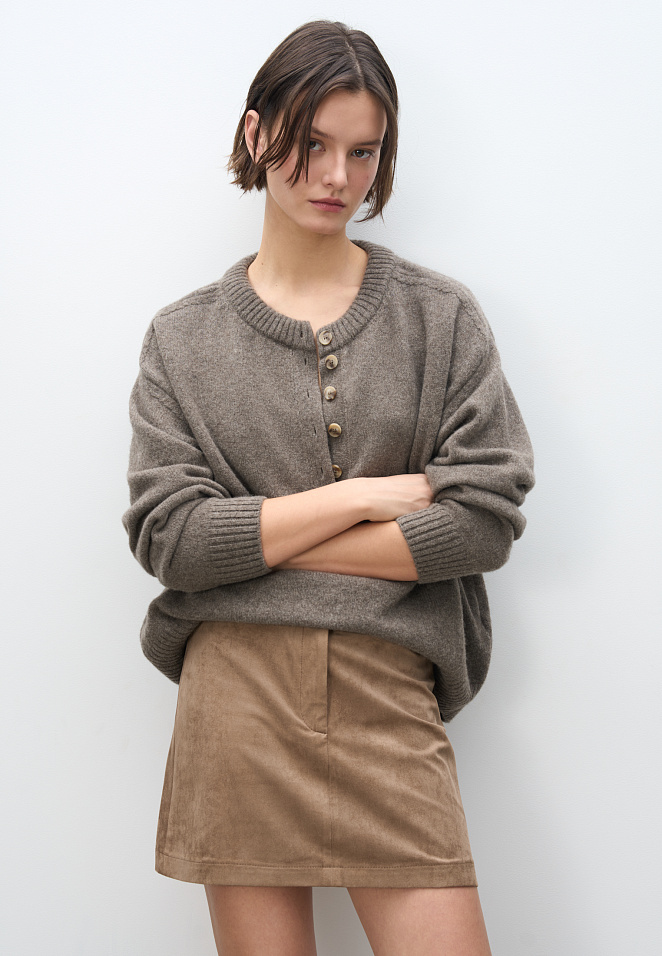 Юбка мини с отделкой под замшу