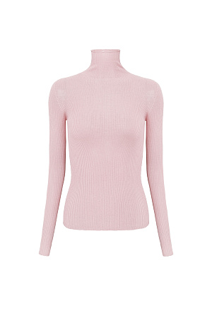 розовый Бесшовная трикотажная водолазка из шерсти мериноса экстрафайн. Модель приталенного силуэта, с длинными рукавами и высоким воротником-стойкой.