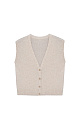 Трикотажный жилет из смесовой шерсти с кашемиром. Модель прямого кроя с V-образным вырезом и застежкой на пуговицы.