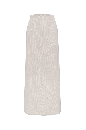 бежевый Трикотажная юбка длины макси из смесовой шерсти. Модель свободного силуэта с эластичным поясом в рубчик. Дополнить образ можно жилетом в таком же стиле.