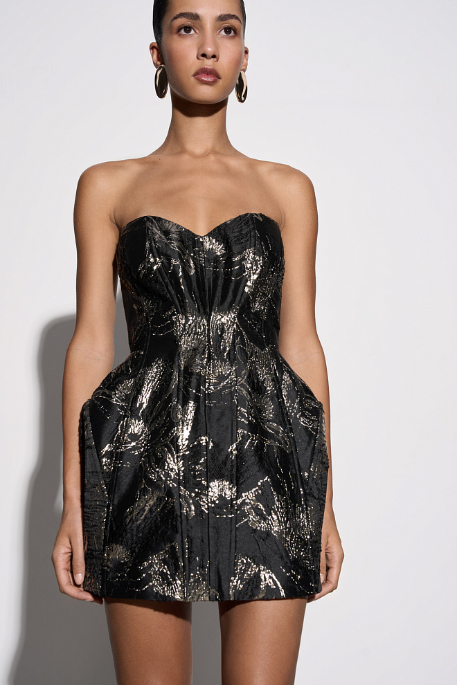 Корсетное платье мини из жаккарда