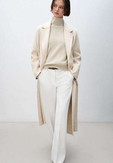 Двубортное шерстяное пальто