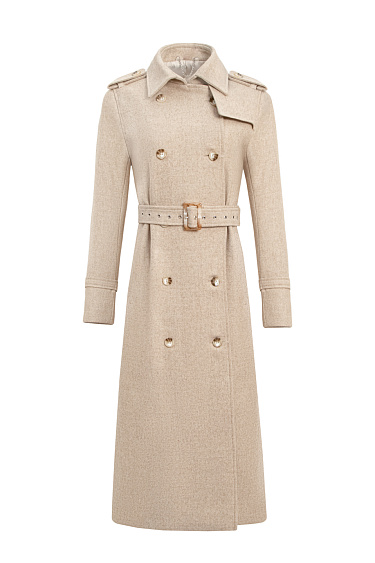 Пальто двубортное с поясом