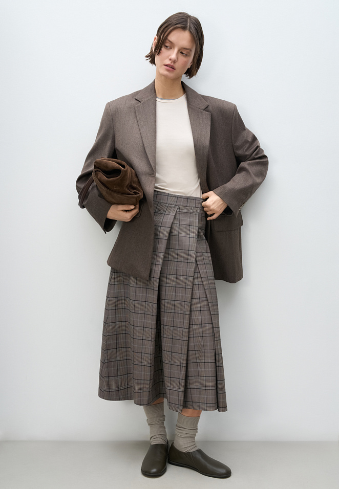 Юбка миди из шерсти в клетку