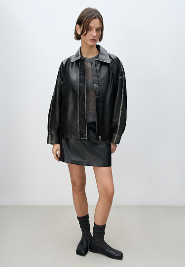 Юбка мини из экокожи