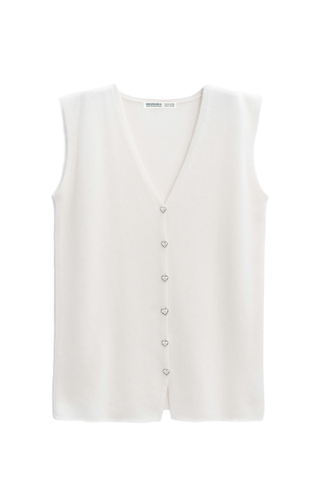 Удлиненный жилет из пуха лисы