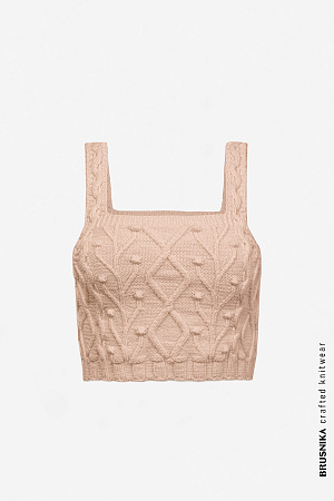 розовый Фактурный хлопковый кроп-топ на широких лямках сочетается как с брюками, так и с юбками.