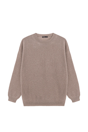 коричневый Трикотажный джемпер из 100% кашемира. Модель свободного силуэта со спущенной линией плеча и круглым вырезом горловины. Края изделия выполнены в рубчик.