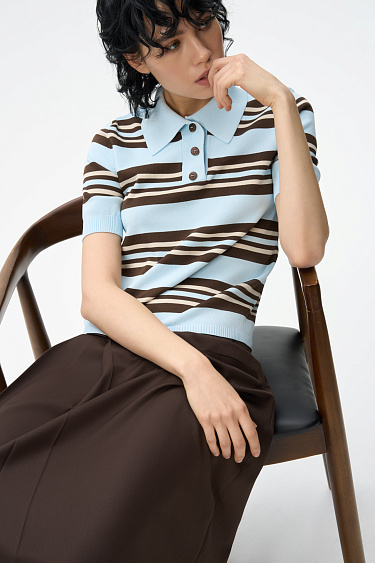 Поло в полоску из вискозы