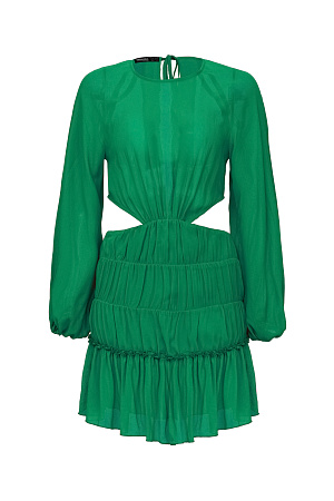 зеленый Короткое шифоновое платье с разрезами по бокам