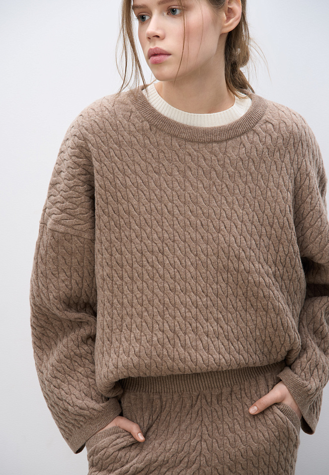 Джемпер с косами из 100% шерсти мериноса экстрафайн