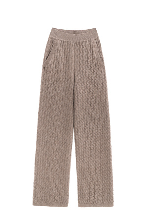 бежевый Трикотажные брюки с объемными косами из 100% шерсти мериноса экстрафайн. Модель на эластичной резинке и глубокими боковыми карманами. 