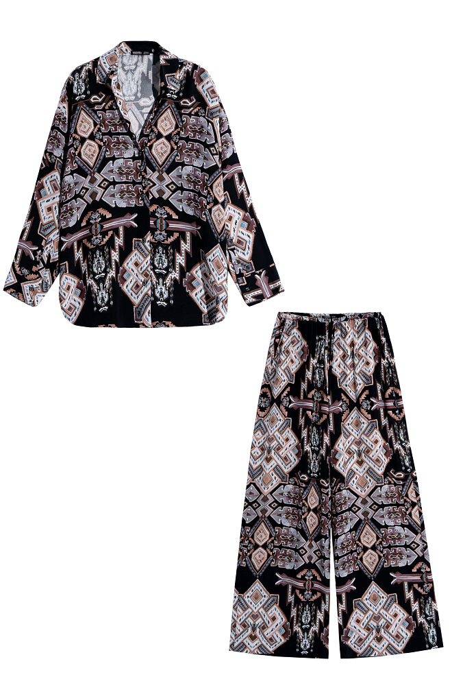 Комплект с этническим принтом из 100% вискозы