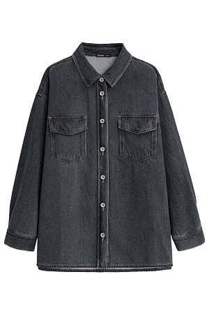 серый Джинсовая рубашка из 100% хлопка. Модель прямого кроя с классическим отложным воротником и двумя нагрудными карманами с клапанами. Застежка на металлические пуговицы. 