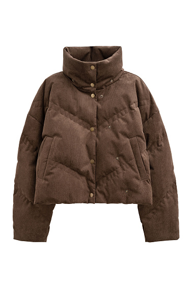 Пуховик с воротником-стойкой