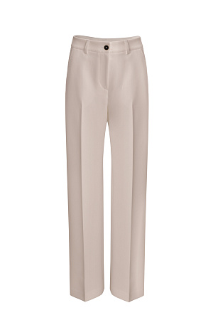 бежевый Классические брюки из вискозы со стелками. Модель прямого кроя с карманами, шлевками на поясе для ремня и застежкой на молнию и пуговицу.