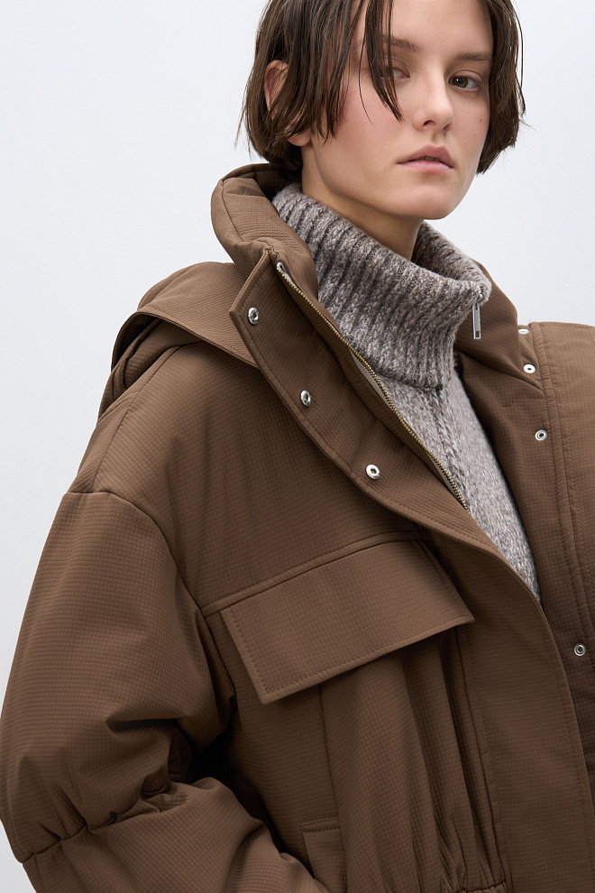 Длинная куртка из текстурной ткани